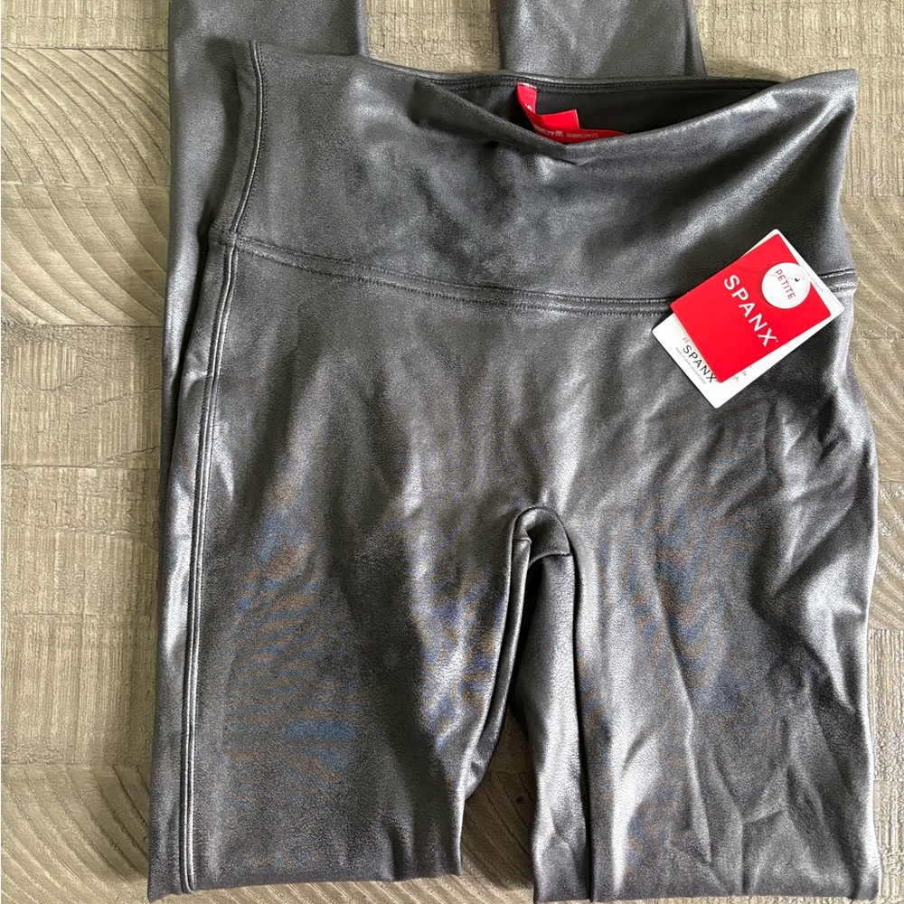 SPANX Black Faux Leather Leggings NWT